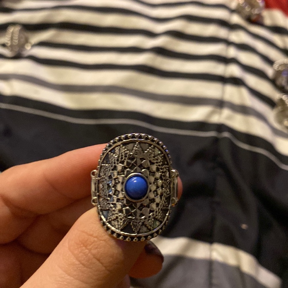Circle Ring with Blue Stone